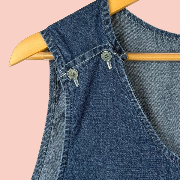 Country Store Jumper Dress Cottagecore Women 1X Blue Denim Button Pockets - Image 6