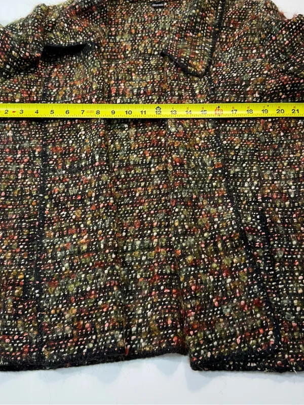 Ellen Tracy Cotton Wool Blend Multicolor Tweed Bouclé Jacket in Earth Tones - Image 4