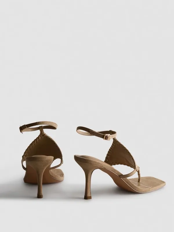 Primark Studded Tan Suede Ankle-Strap Heeled Sandals - Image 3