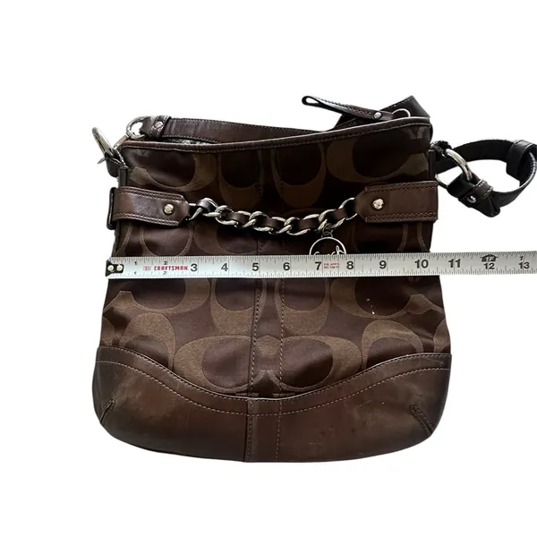 Coach F19730 Signature Optic Chain Crossbody /‎ Shoulder Bag – Chocolate Brown - Image 4