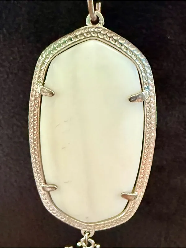 Kendra Scott Silver Pendant Necklace with White Stone and Tassel - Image 7