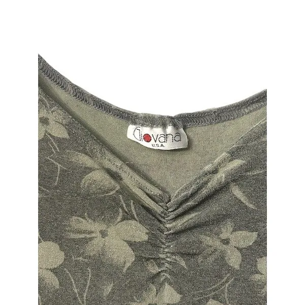 Vintage True Y2K Giovana USA Women's M Tank Dress Floral‎ Sleeveless Sage Green - Image 3
