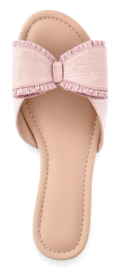 Time and Tru Women's Raffia Bow Slide Sandals - Image 2