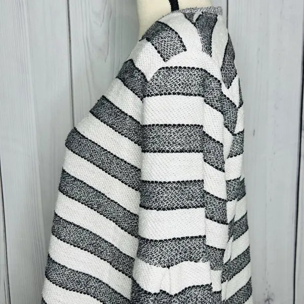 Style & Co Sweater Size L Black White Striped Long Sleeve Woven Knit - Image 5
