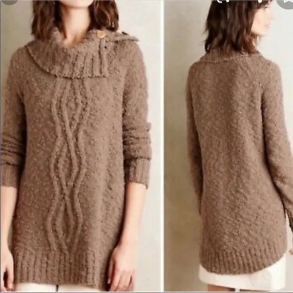 Anthropologie Moth Chunky Knit Cowlneck Sweater - Image 3