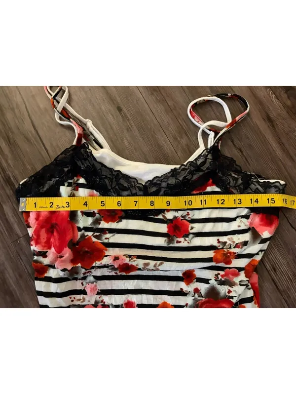 Y2K Almost Famous Layered Rose Print Lace Trim Cami Top XL - Image 5