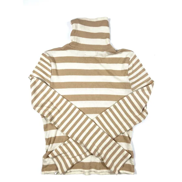 Madewell Striped‎ Turtleneck Top Tan Cream Ribbed Long Sleeve Meduim Casual EUC - Image 3