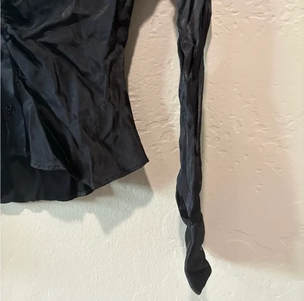 Zara Black Satin Ruched Blouse - Image 5