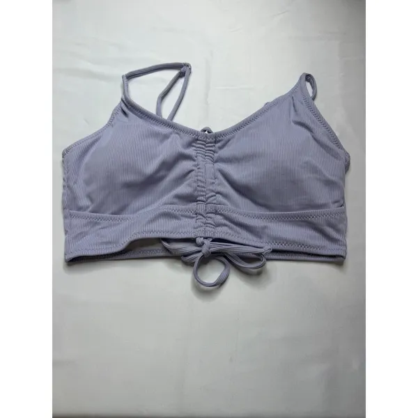 ZAFUL Womens Lavender Ribbed Tie Front High Waisted Two Piece Bikini Set Size S - Image 9