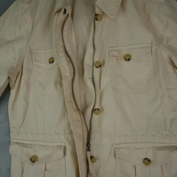Lauren Ralph Lauren Jacket Womens XL Beige Herringbone Military Utility‎ Cotton - Image 9