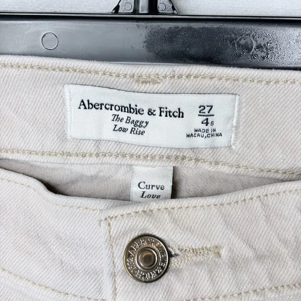Abercrombie & Fitch Tan Curve Love Baggy Low Rise Jeans - Image 5