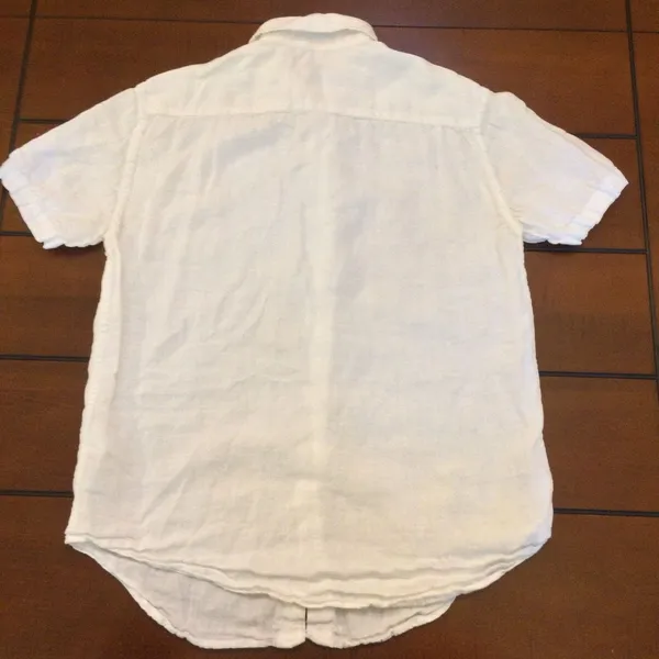 Quince Egyptian linen short sleeve white shirt small - Image 3