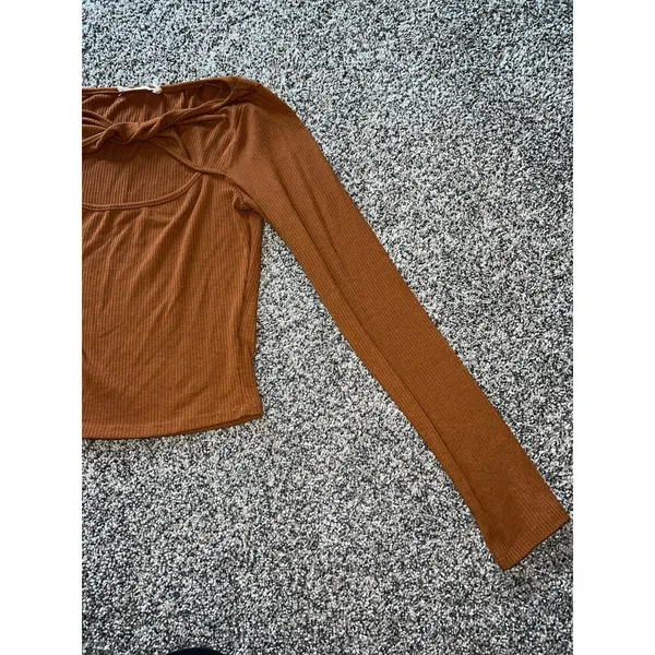 Lush Women's Brown Long Sleeve Crop Top size small‎ - Image 5