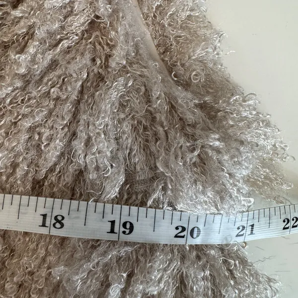 Anthropologie Hazel Long Shaggy Vest L Beige Snap Close Pockets Boho Lagenlook - Image 10