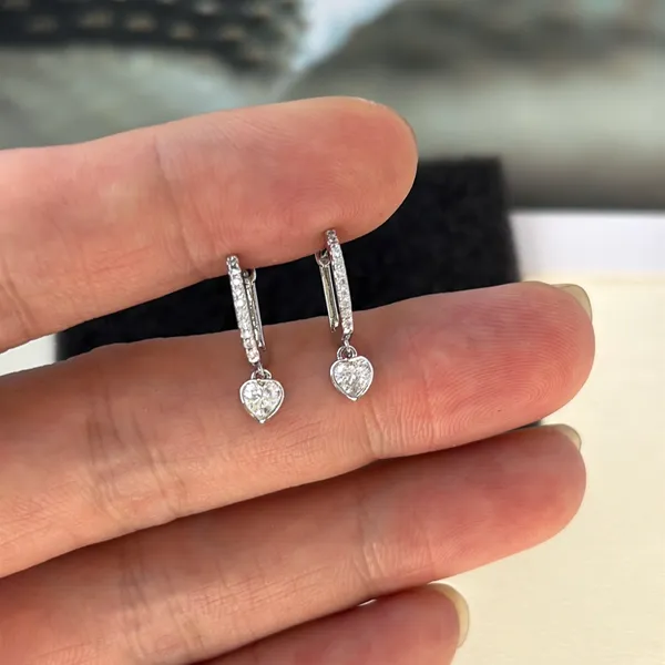 CZ Love Heart Dangle Drop Earrings for Women - Image 5