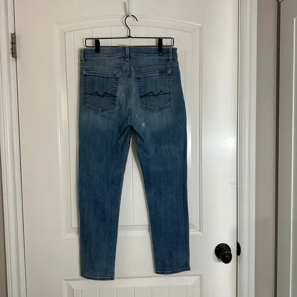7 For All Mankind Josephina Straight High Rise Blue Jeans‎ Womens Size 29 - Image 4