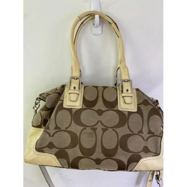 coach bag cream black fabric tote - Image 3