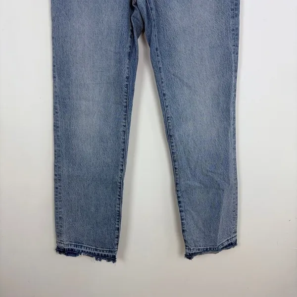 Madewell Mid-Rise 90s Straight Leg Jeans Blue Denim Released Hem‎ Boho Size 27 - Image 5