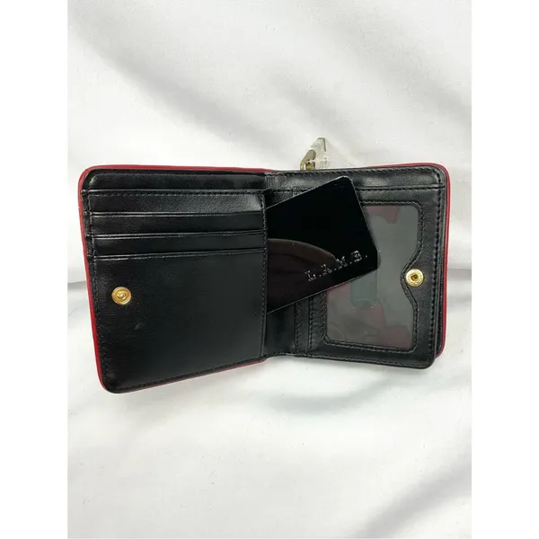 L.A.M.B. Leather Compact Wallet Red Zip Around Gold Logo Plate New NWT - Image 5