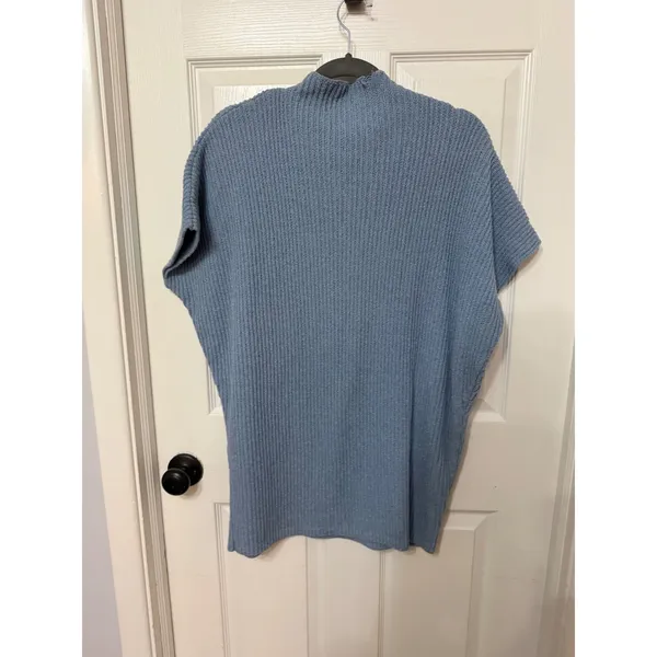 Free People Beach Blue Ribbed Knit Mock Neck Sweater Vest Sleeveless‎ Top S/P - Image 7
