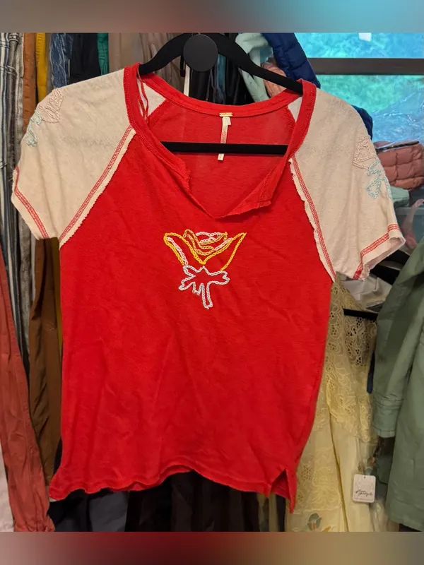 NWOT Free People Pep Rally Tee - Red Combo - Small - Image 6