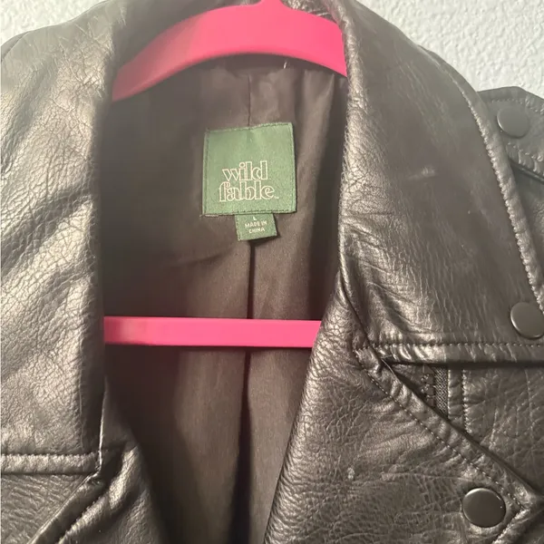 Women's Black Wild Fable Black Leather Jacket - Image 4