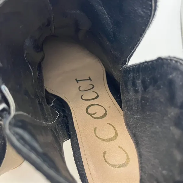 Ccocci Black Suede Cutout Slingback Block Heel Booties Size‎ 6.5 Western Style - Image 8