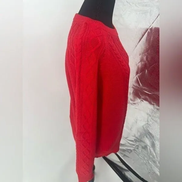 Gap Red Cable Knit Crew Neck Sweater Diamond Knit Pullover Top‎ New s-16 - Image 2