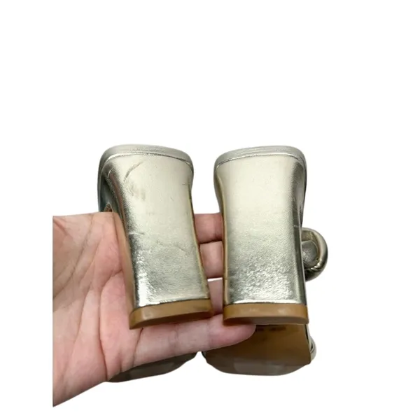 Open Edit‎ Gold Metallic Twisted Knot Block Heel Square Toe Slide Sandals 6.5 - Image 7