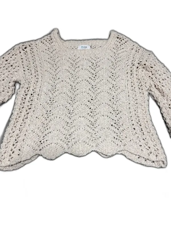Bluivy Ivory Crochet Knit Sweater Shorts Set Boho Beach Resort Cover Up Lounge M - Image 3