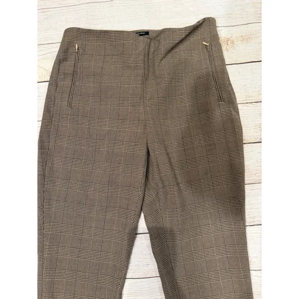 Banana Republic brown plaid tapered Pull-on Flat front trousers NWT Size 0 - Image 2