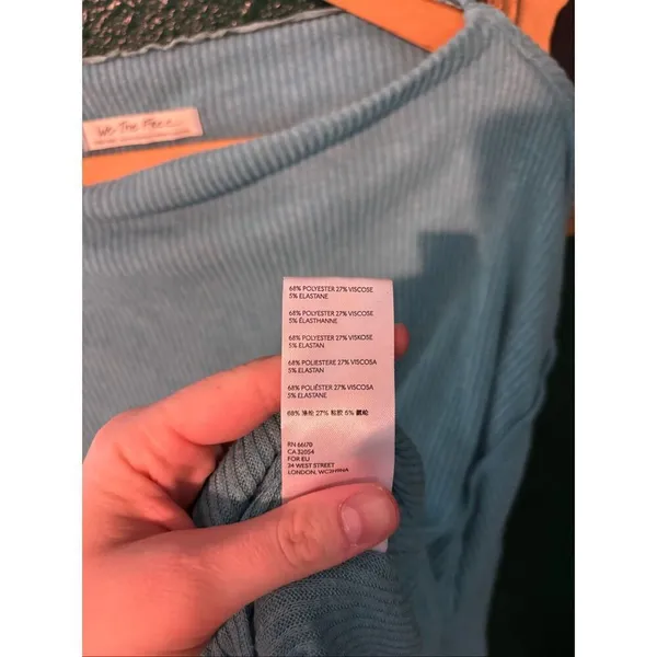 Free People XS Blue Microphone Drop Thermal Long Sleeve Top - Image 3