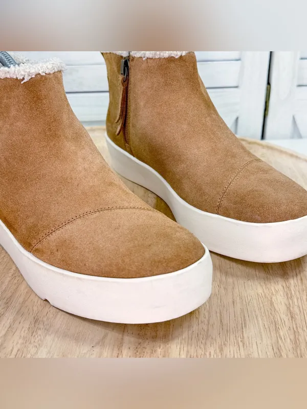 Toms Verona Suede Sherpa Lined Ankle Boots Sneakers Tan Size 7.5 - Image 7