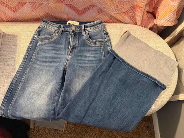 NEVER WORN WIDE LEG JEANS Blue Size 0 - Image 4