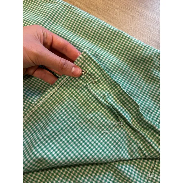 Lucia Vintage Green Gingham Midi Skirt Cotton High Waist Pockets Made in USA 18 - Image 8