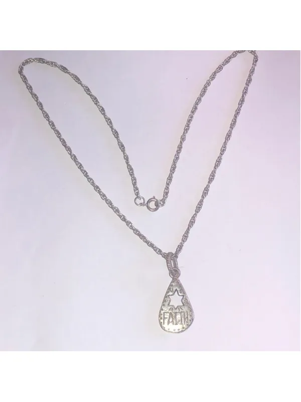 Silver Tone Faith Star Boho Pendant Necklace - Image 2