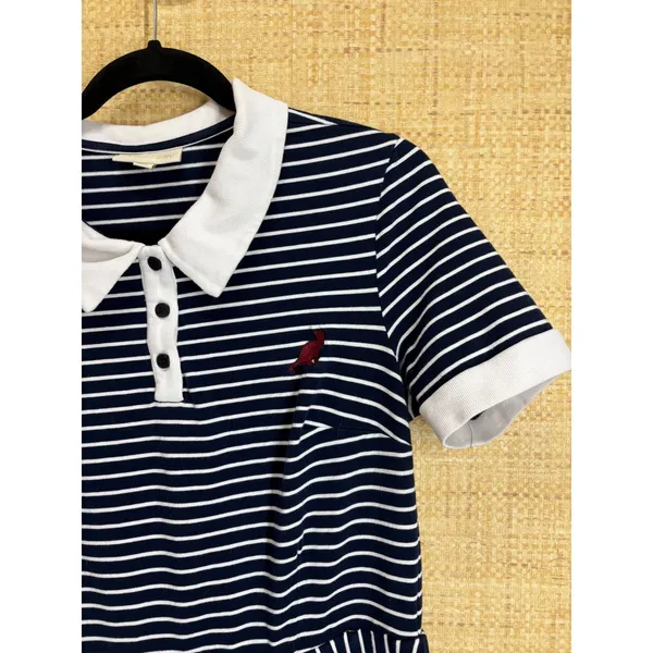 ModCloth Striped Polo Dress Womens XL Navy Blue White Short Sleeve Preppy - Image 3