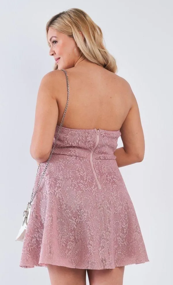 Trac Floral Lace Strapless Fit & Flare Mini Dress in Mauve - 1XL, , NWT - Image 2