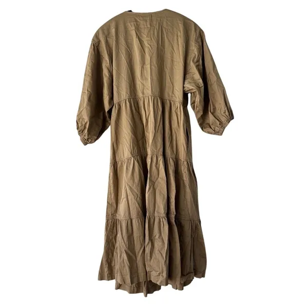Sweet Baby Jamie‎ Wrap Midi Dress Tiered Casual Flowy Khaki Size M - Image 3