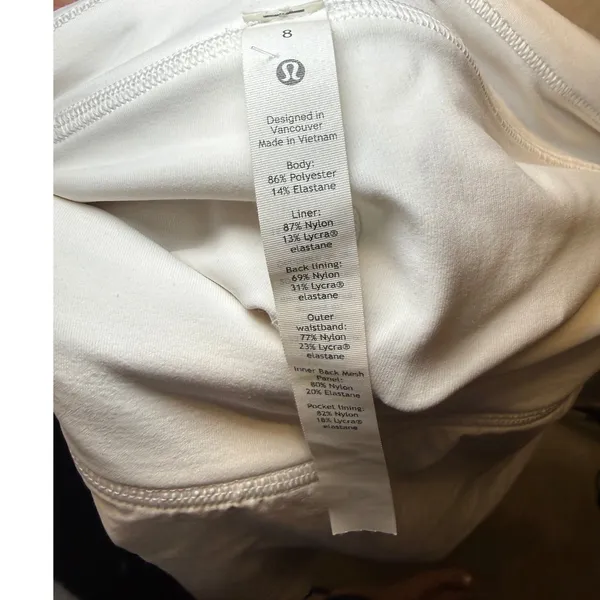 Lululemon Pace Rival Skirt Tall White Tennis Running Skort Sz 8 Pleated Back Zip - Image 2