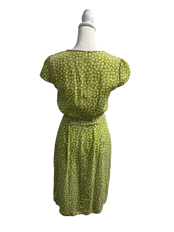 Reformation Zena Jesse Floral Print Wrap Short Sleeve Mini Dress Green Small - Image 3
