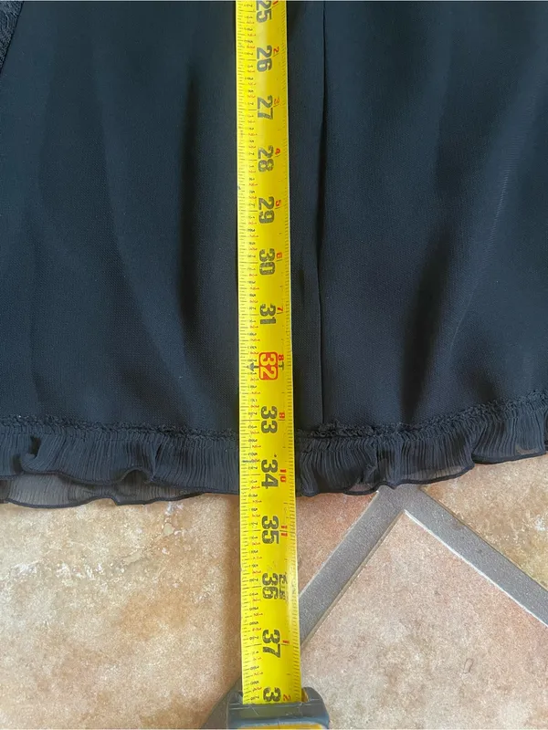 Black A-Line Skirt with Lace Inset Panels - Image 6