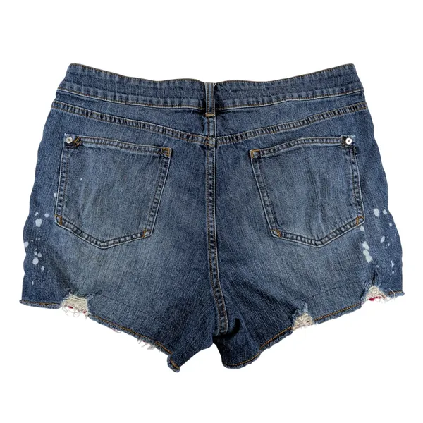 Pilcro Anthropologie The Signature High Rise Shorts Blue Distressed Patchwork 31 - Image 2