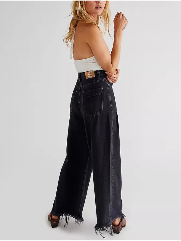 Free People We The Free Old West Slouchy High Rise Wide Leg Jeans Black 27 - Image 2