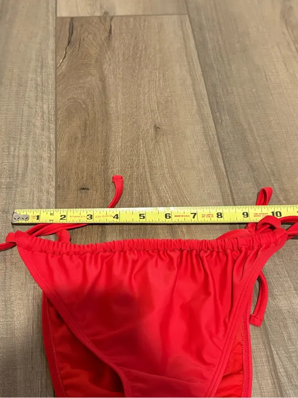 Wild Fable high‎ leg cheeky tie bikini bottoms red size medium - Image 9