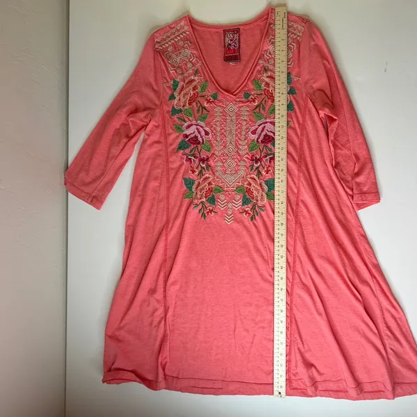 Johnny Was Dorana Floral Embroidered Tunic Top Medium Pink Cottage Boho Chic‎ - Image 11