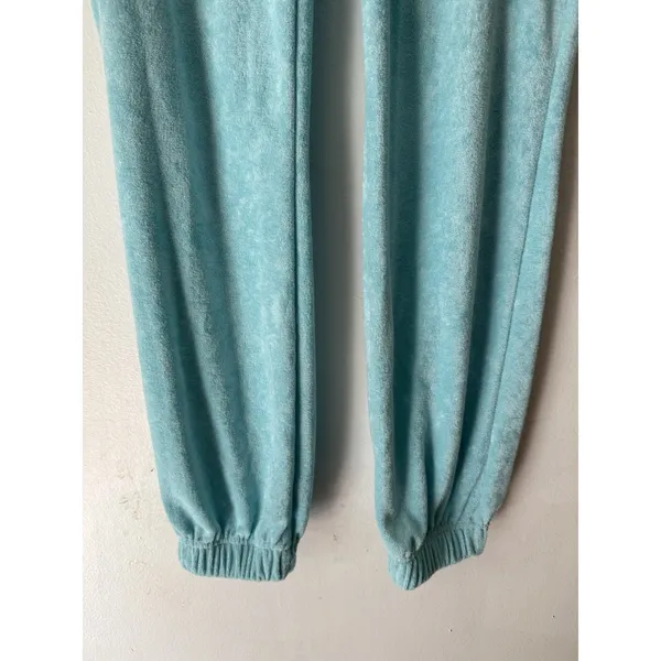 Juicy Couture Light Blue Terry Jogger Sweatpants Size Small Rhinestone Logo - Image 4