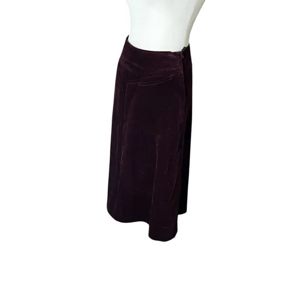 Laura Ashley Vintage Corduroy Midi Skirt Plum Burgundy A Line UK 12 US 10 - Image 4