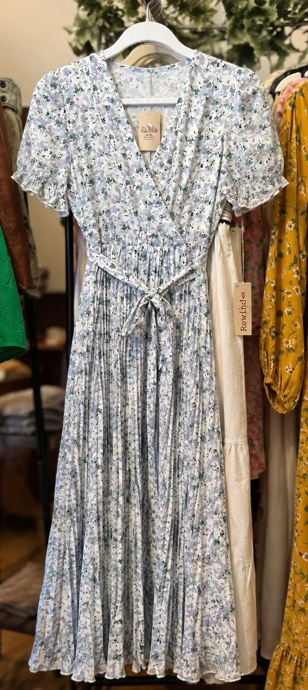 Boutique Floral Maxi Dress – Blue, Lavender & Sage – Size Small - Image 3