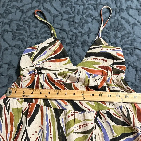 Monteau Los Angeles XS Maxi Dress adjustable straps elastic under bust leaf fall - Image 7